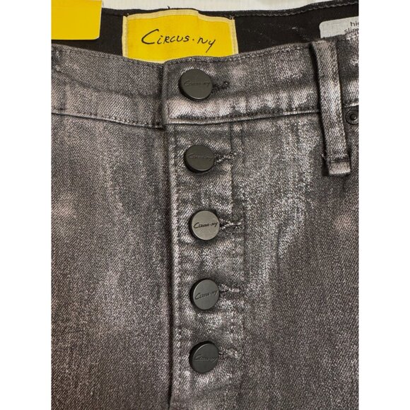 Circus NY High Rise Slim Straight Size 30 Shimmer Stretch Black Silver NWT Sam E - Picture 7 of 11